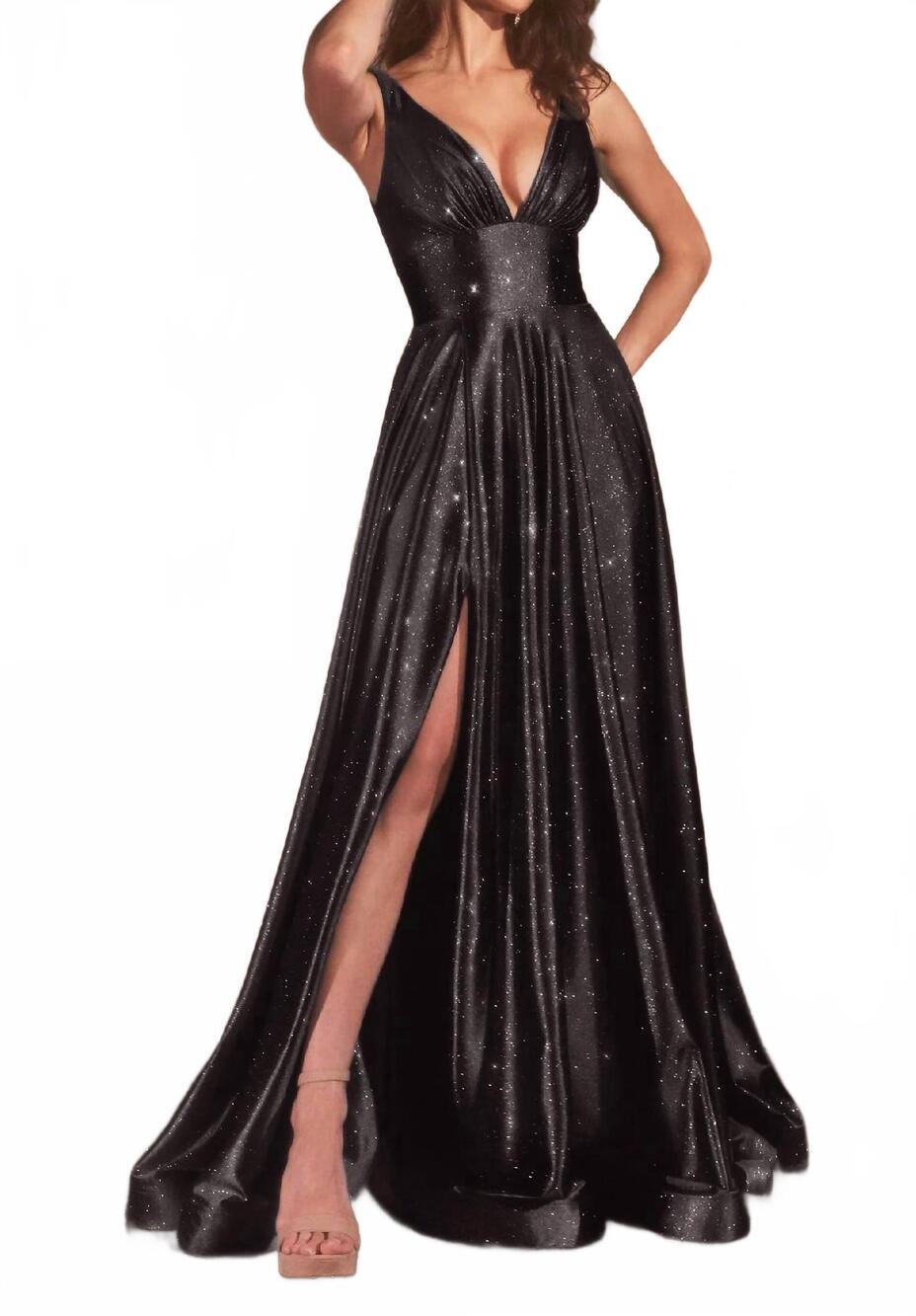 NEW LADIVINE line glitter stretch gown in black